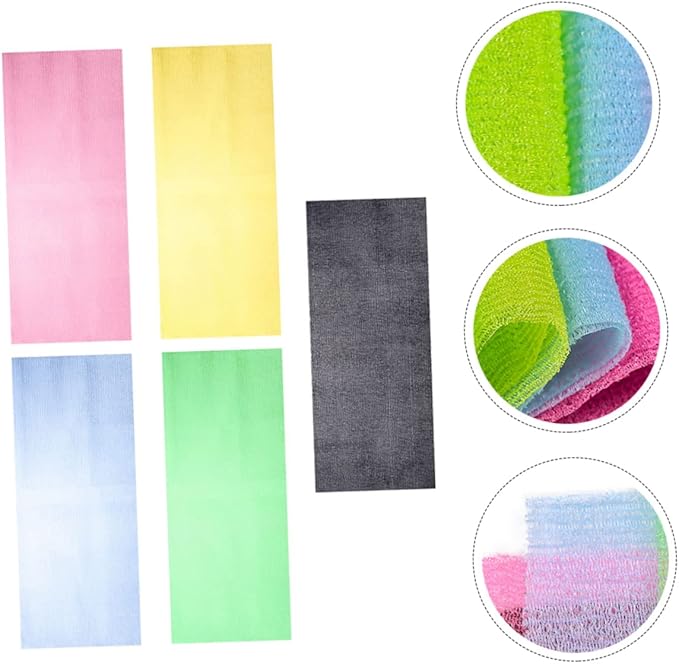 EPIGEIST 5pcs Exfoliating Back Scrubber for Shower Strap Bathing Body Washer for Improved Skin Health Convenient Hanging Design Color Random