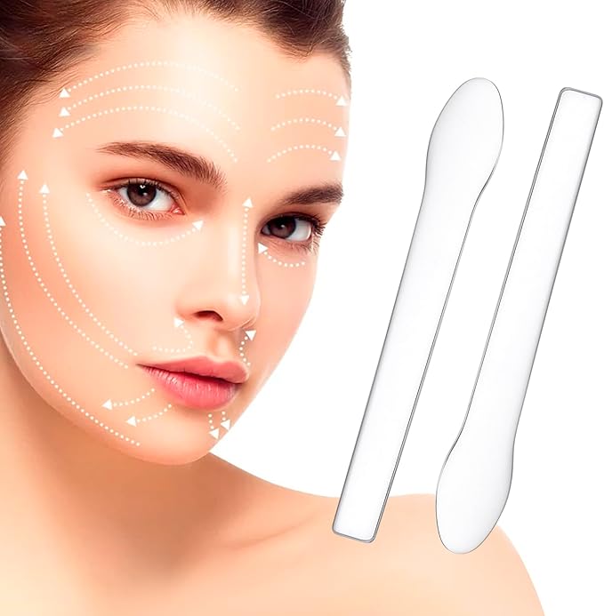 3pcs Mini Stainless Steel Makeup Spatula, Silver Reusable Cosmetic Cream Spatulas Spoon, Skincare Scoop Applicator Facial Massage Beauty Tools for Mixing and - 2.73"×0.43"