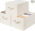 StorageWorks Closet Organizers and Storage Bins, Fabric Storage Baskets for Shelves, Linen Closet Organizer for Clothes, Beige, 3-Pack, Large