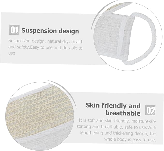 Ipetboom 2pcs Back Scrubber Bath Towels Soft Exfoliating Shower Tool with Long Strap for and Cleansing Safe for All Skin Types for Daily Use