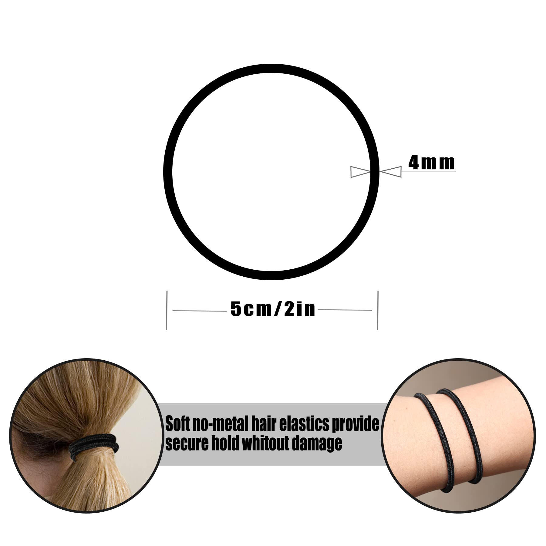 120 Pcs Neutral Colors Elastic Hair Tie, 4MM Ponytail Holders for Medium to Thick Hair No Damage Hair Accessories for Men, Women, Boys, and Girls for Long Braids