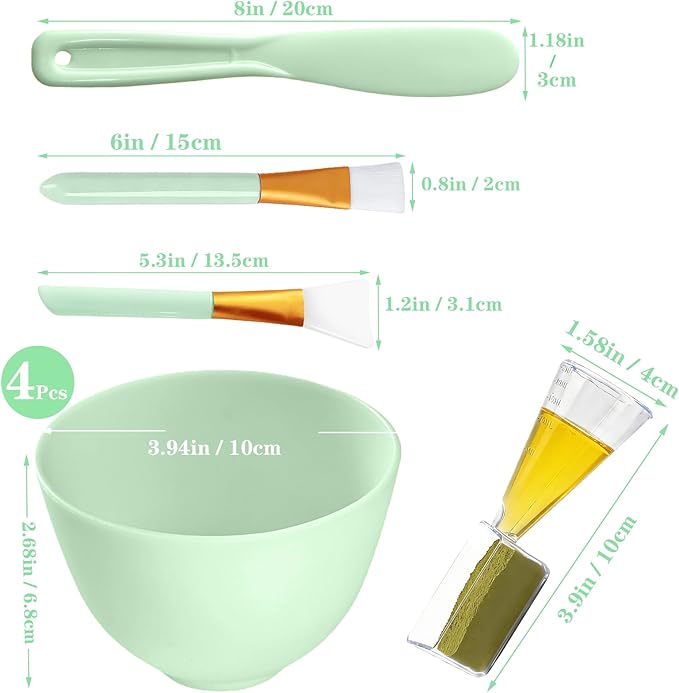Silicone Face Mask Mixing Bowls - Microwave & Freezer Safe, Non-Stick Esthetician Bowls (Green)