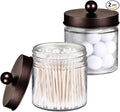 SheeChung Bathroom Organizers and Storage - 2Pack Qtip Holders Bathroom Canister Apothecary Jars for Cotton Swabs, Rounds, Balls, Qtips,Makeup Sponges, Flossers,Bath Salts - Bronze
