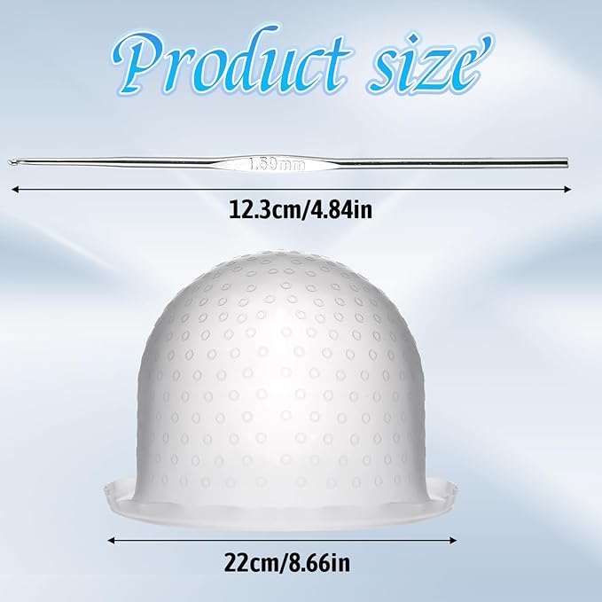 cobee 1 Pc Hair Highlight Cap, Punch-free Hair Dyeing Cap with Hook Highlight Cap, Professional Reusable Silicone Hair Dyeing Tools for Hair Salon Dyeing Tools for Unisex(White)