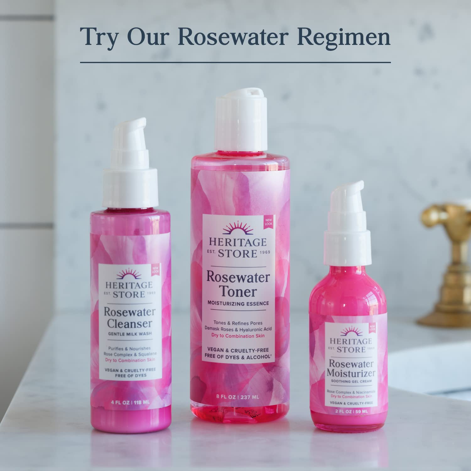 HERITAGE STORE Rosewater & Glycerin Facial Mist, 12 fl oz