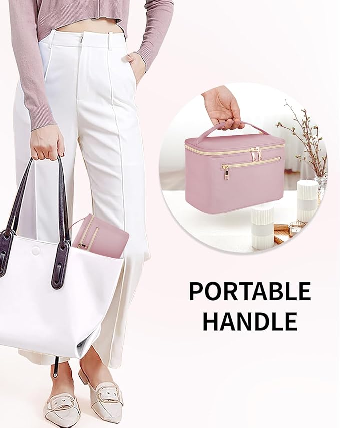Wandering Nature Makeup Bag, Women Travel Make Up Vanity Case with Handle