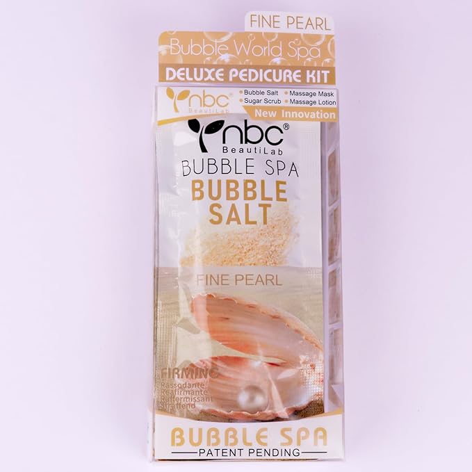 nbc BeautiLab Pedicure Kit Foot Soak Set: Bubble Salt, Sugar Scrub, Massage Mask, Massage Lotion in a Box, 4 Step Foot Spa Kit for Dry Feet,Tired Feet（3 Set Pearl)