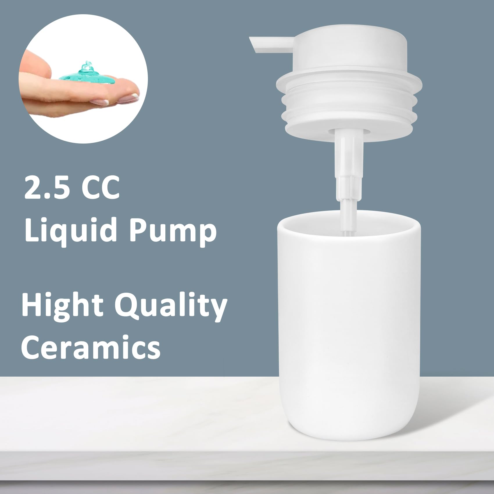 TOOZFO Soap Liquid Dispenser Ceramic with Easy-to-Press Pump Hand Liquid Dispenser for Shampoo Bathroom Countertop 13.5 oz