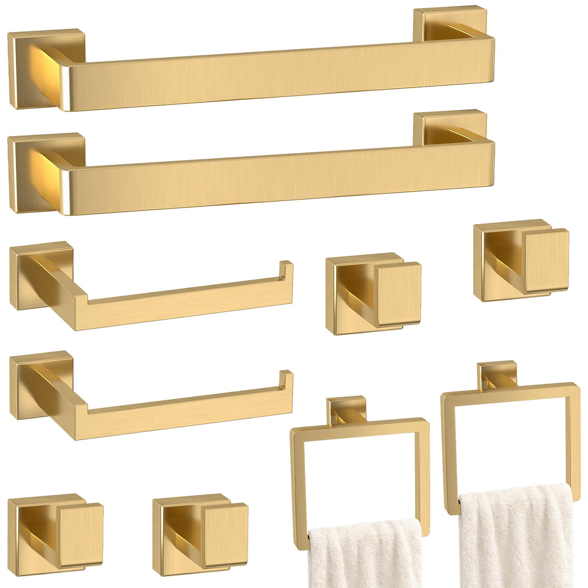 10-Pieces Gold Bathroom Accessories Set, 16 Inch Towel Bar Set