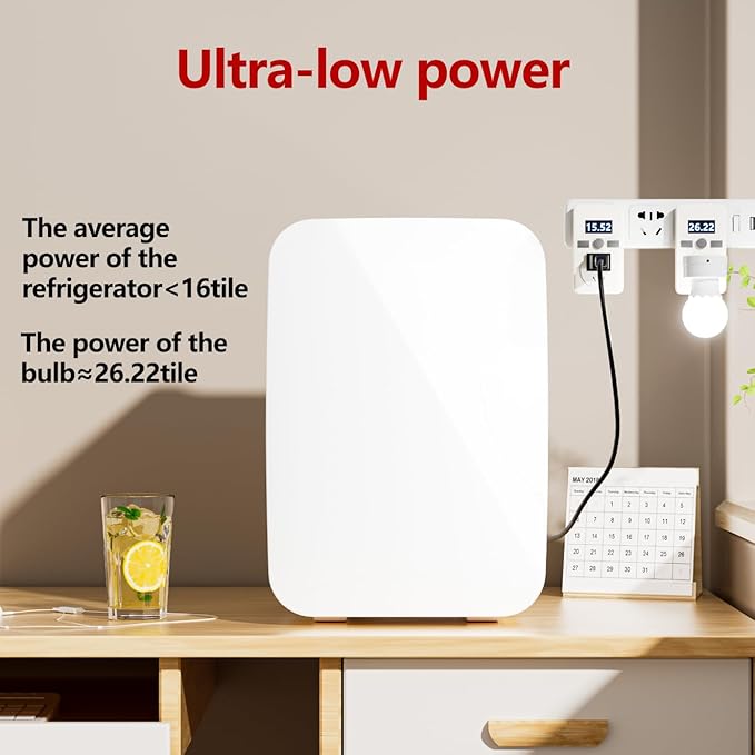 JrostKault Mini Fridge for Bedroom - 10 Liter/15 Can Portable Refrigerator for Dorm, Office, Car - Quiet Cooler & Warmer for Food, Drinks, Makeup & Skincare - AC/DC Power Supply