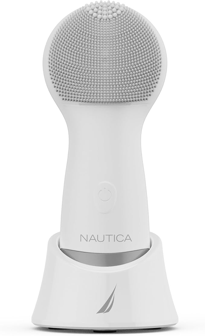 Nautica PC130 Sonic Facial Cleansing Brush Made with Ultra Hygienic Soft Silicone, Waterproof and Rechargeable Face Scrub Brush for Men & Women - (Milk)