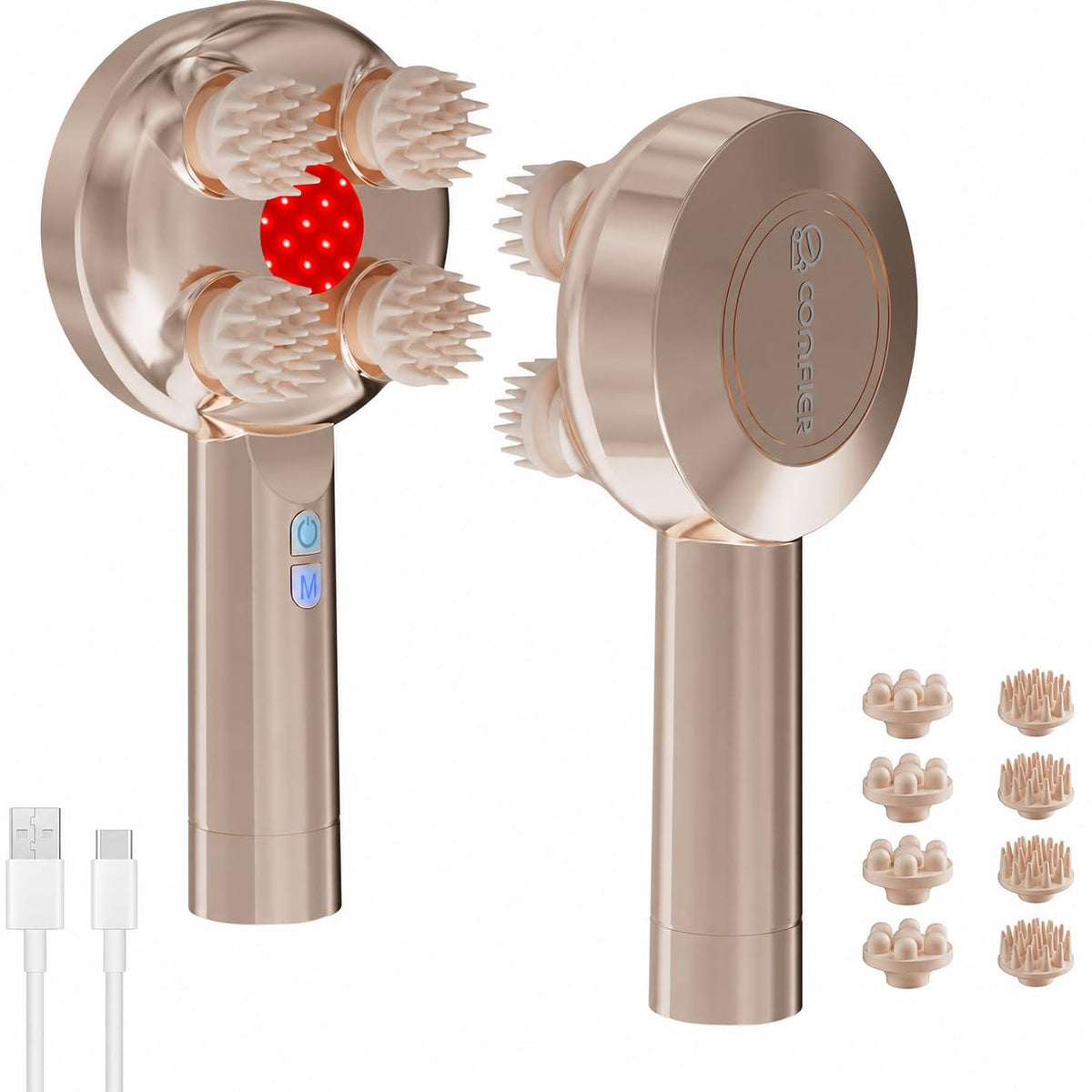 COMFIER Scalp Massager Hair Growth, Cordless Head Massager with Red Light