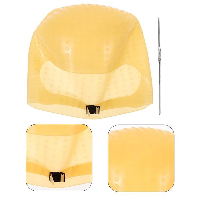 Silicone Frosting Hair Cap with Needle - Reusable Highlight Cap for Hair Coloring Non-Slip Comfortable Design for Salon and Home Use 9X6.7 Inches