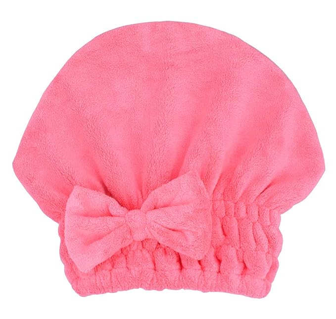 MAYOUTH Microfiber Hair Drying Towels Head wrap with Bow-Knot Shower Cap Hair Turban hairWrap Bath Cap for Curly Short or Long & Wet Hair Gift for Women 2pack