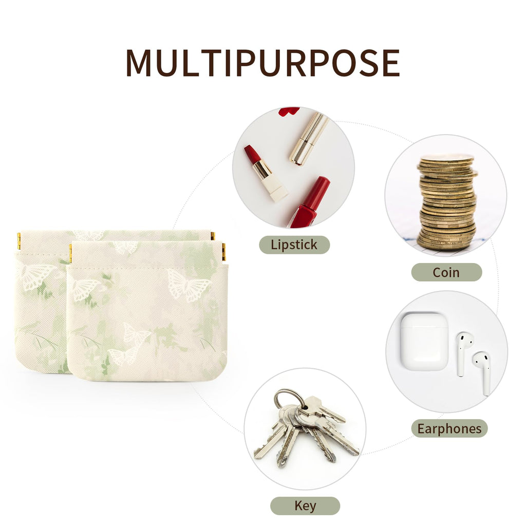 RIGHT AWAY 2 PCS Small Makeup Bag for Purse,Mini Cosmetic Organizer Make Up Bag for Women,Squeeze Coin Purse Pouch,Portable Tiny Makeup Pouches for Cosmetic Accessories,Lipstick, Jewelry, Card, Coins