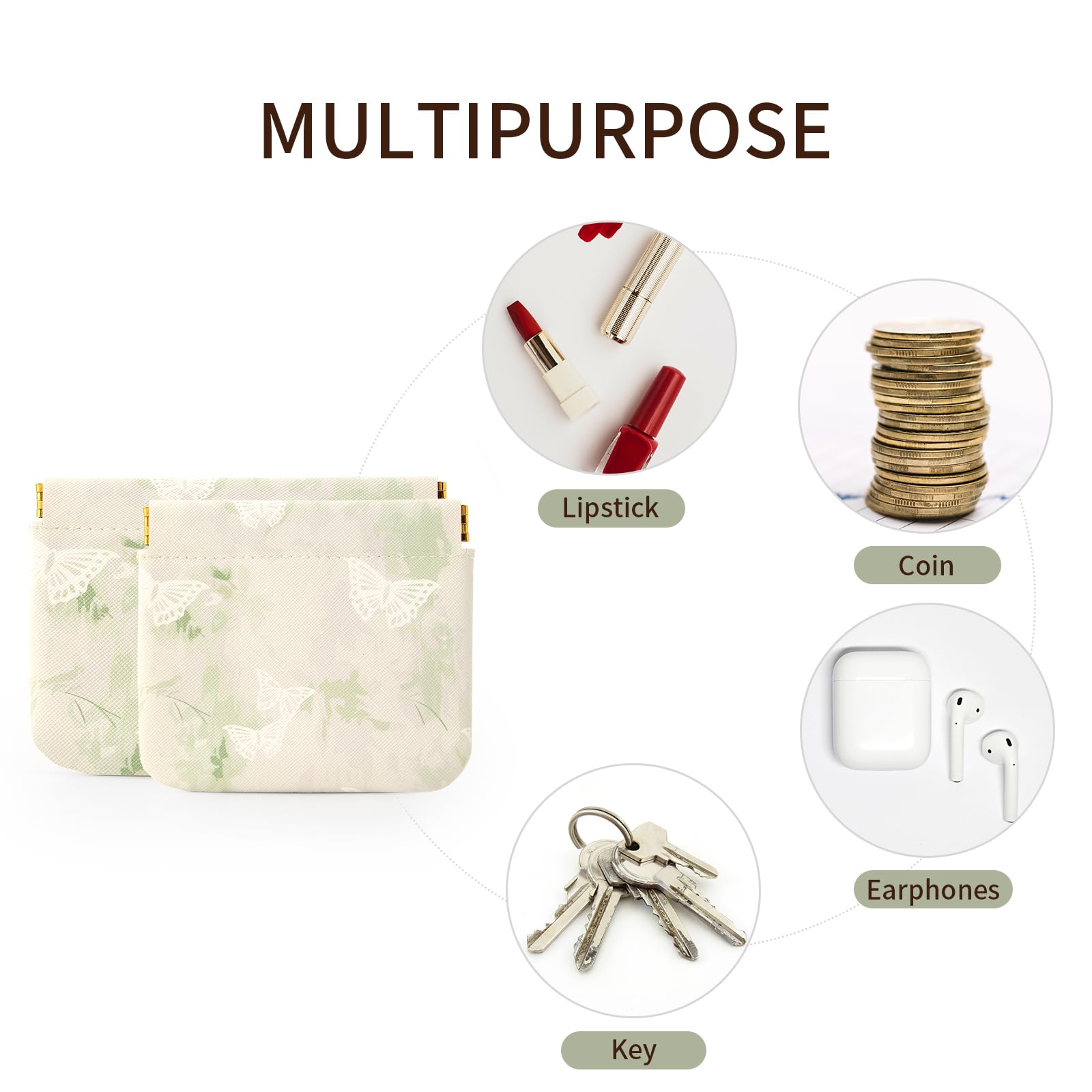 RIGHT AWAY 2 PCS Small Makeup Bag for Purse,Mini Cosmetic Organizer Make Up Bag for Women,Squeeze Coin Purse Pouch,Portable Tiny Makeup Pouches for Cosmetic Accessories,Lipstick, Jewelry, Card, Coins