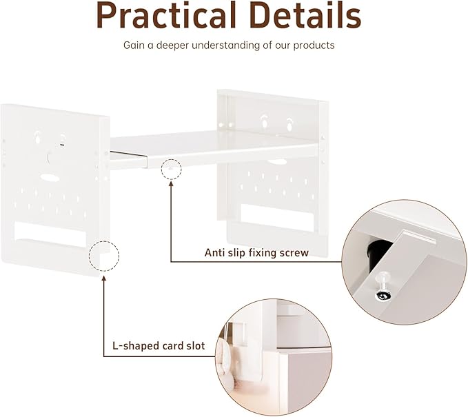 Ipotive Adjustable Top Storage Shelf for Refrigerator or Washer, Dryer Countertop, Expandable Storage Shelves for Kitchen, Laundry Room and Dorm Room (White)