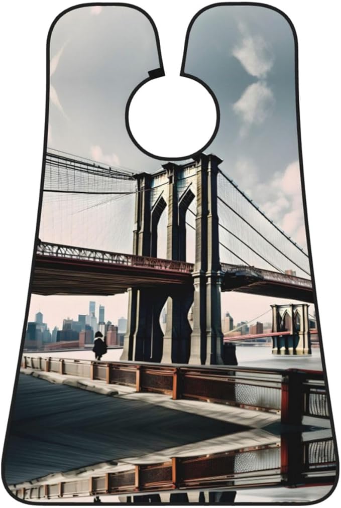 Brooklyn Bridge Print Beard Bib Shaving Apron, Beard Hair Trimming Cape Gift For Dad