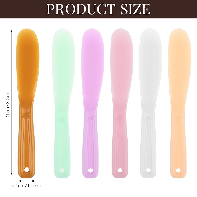 6Pcs Large Makeup Scoops Spatulas Plastic Cosmetic Spatula Face Mask Spoon Stick Applicator Beauty Spa Facial Skin Care Tools for DIY Cream Lotions Moisturizers Mixing and Sampling