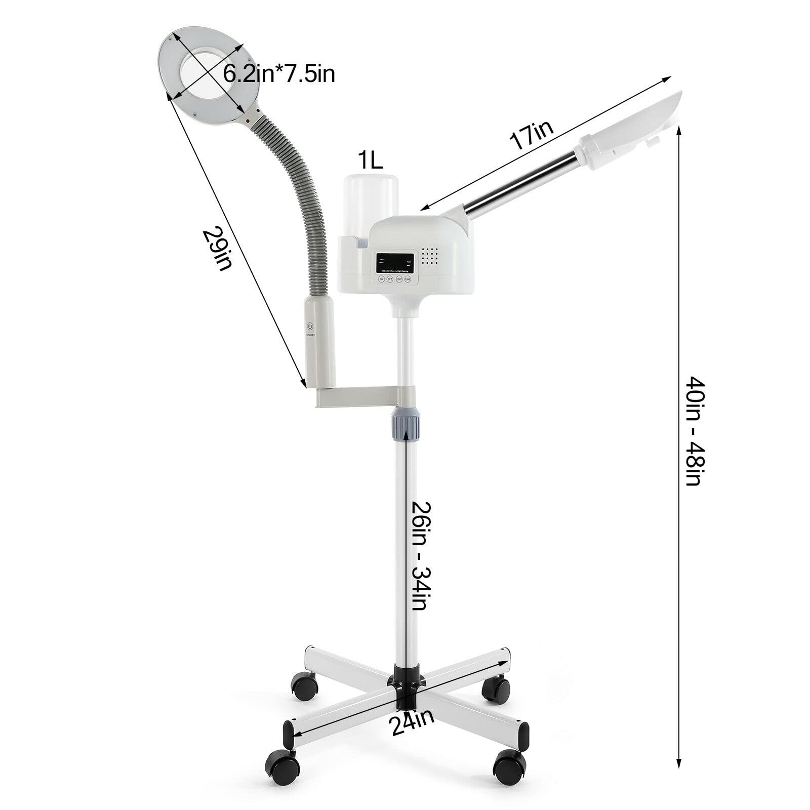 Artist hand Professional Facial Steamer with 5X LED Magnifying Lamp 2 in 1