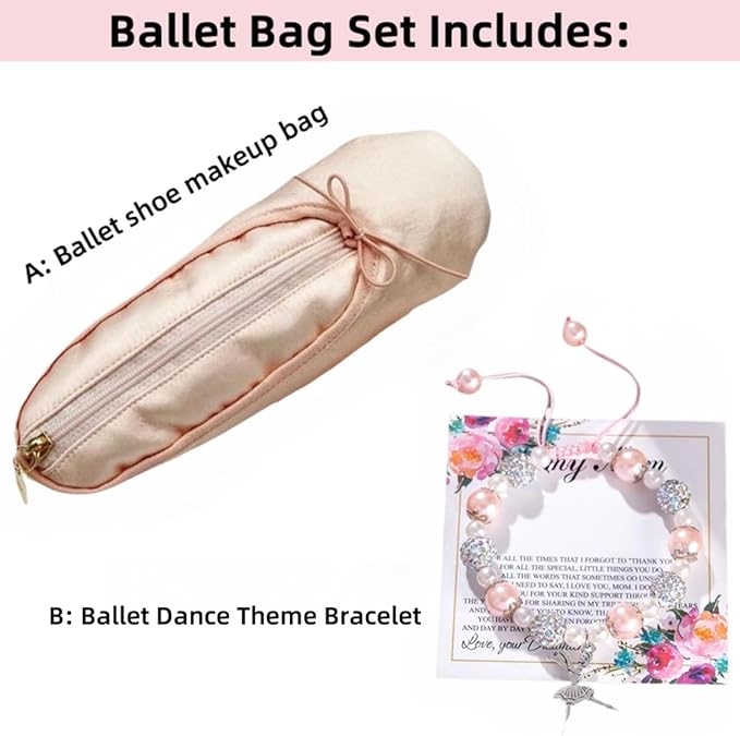 CECKQUE Ballet Pointe Shoe Makeup Bag Dance Recital Gifts for Girls