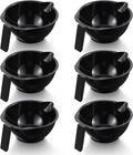 zisiueel Hair Dye Bowl Set - 6 Black Hair Color Mixing Bowls with Measurements, Pour Spout, Handle & Combed Edge - Reusable Salon Hair Coloring Bowls for Professional or Home Use ﻿