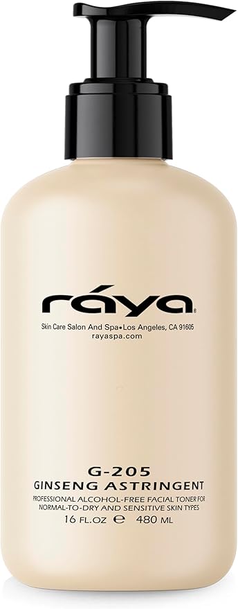 RAYA Ginseng Astringent with AHA 16 oz (G-205) | Gentle Glycolic Facial Toner for Dry and Sensitive Skin | Helps Tighten Pores, Smooth Complexion, and Reduce Fine Lines | Made With Alpha Hydroxy Acids