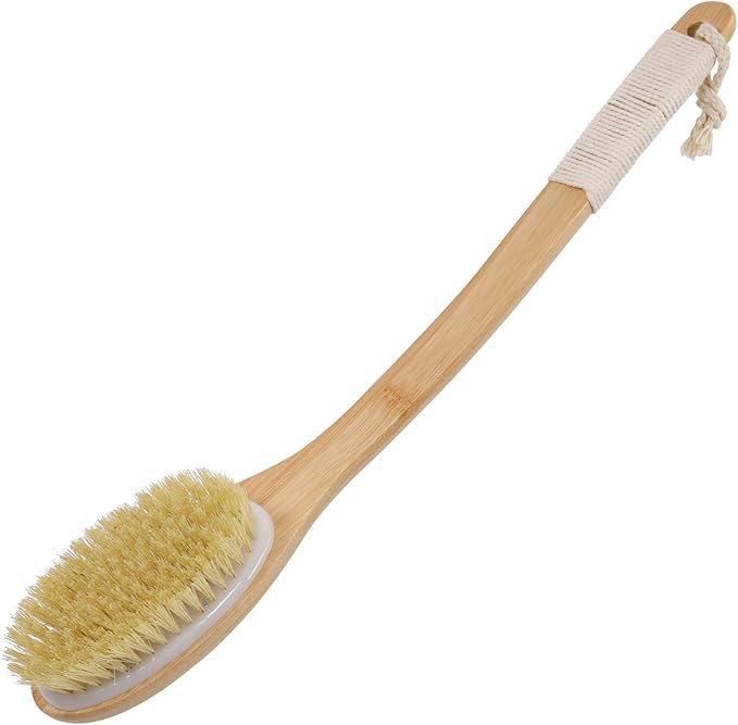 OWIIZI Back Scrubber Brush for Shower Body Brush with Stiff Sisal Bristles