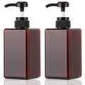 450ml (15.2oz) Pump Bottle Dispenser Jansburg 2Pack Refillable Square Plastic Lotion Dispenser Empty Lotion Pump Bottle for Essential Oil Soap Lotion Shampoo, Bathroom/Kitchen/Travel Amber