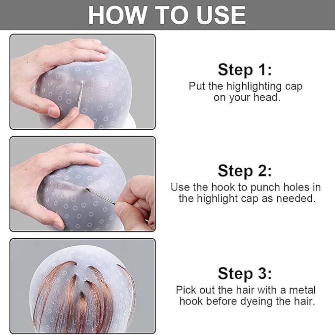 1 Pieces Professional Reusable Hair Coloring Highlighting Cap, Reusable Salon Coloring Tool, White, Blue, Pink (Pink)