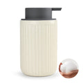 ABBI NIMO Beige Ceramic Foaming Soap Dispenser, Speckled Rippled 12 oz Bottle with Gray Silicone Pump, Foam Dispenser for Kitchen or Bathroom, Speckled Beige