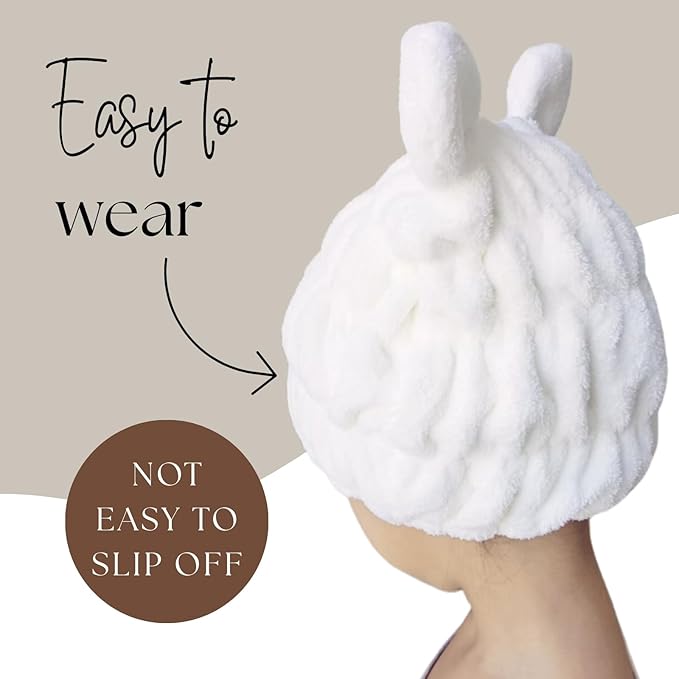 LCBD Microfiber Hair Towel Wrap for Kids, Snow Bear Dry Hair Cap Suck Water, Absorbent Quick Girls Boys Hair Drying Towel, Lightweight Bouncy Hat Headscarf