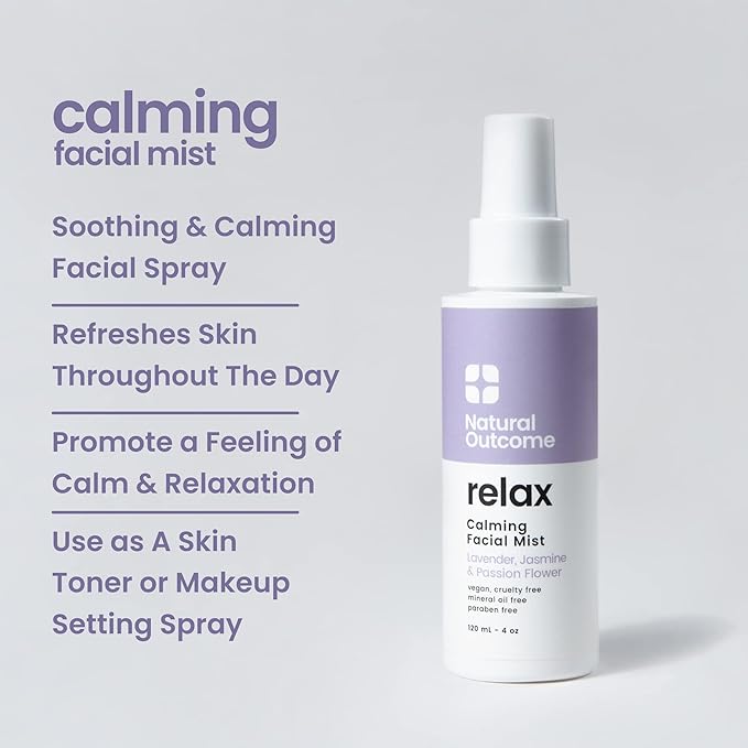 natural outcome Calming Face Mist and Setting Spray - Aromatherapy Face and Body Mist, Relaxing Pillow Mist with 100% Pure Lavender - 4 oz