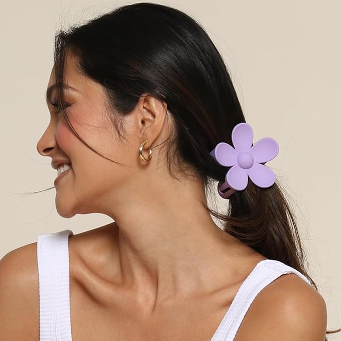 Flower Hair Clips 8PCS, Large Claw Clips for Women Girls Thick Thin Hair, Strong Hold Nonslip Big Dasiy Jaw Clamps Matte Hair Accessories 8 Colors