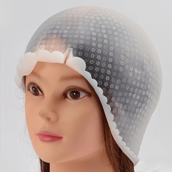 Hair Coloring Highlighting Cap, Silicone Highlight Cap Pull Through Caps Hair Coloring Cap without Hook, Hair Highlighting Kit Gloves and Brush for Salon Tools