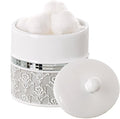 Creative Scents Mirror Damask Gray & White Cotton Swab/Qtip Holder with Lid