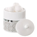 Creative Scents Mirror Damask Gray & White Cotton Swab/Qtip Holder with Lid