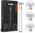 Trimcoo Electric Groin & Body Hair Trimmer - Painless Beard Razor for Men, All-in-One Body Groomer, Waterproof Wet/Dry Men's Ball Shaver with Magnetic Head, USB-C Charging, Easy Claen, White(Lite)