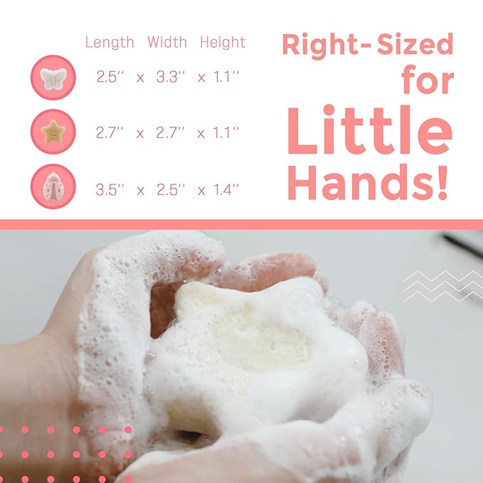 myHomeBody Konjac Sponge, Bath loofah, 3pc, Butterfly, Ladybug, Star