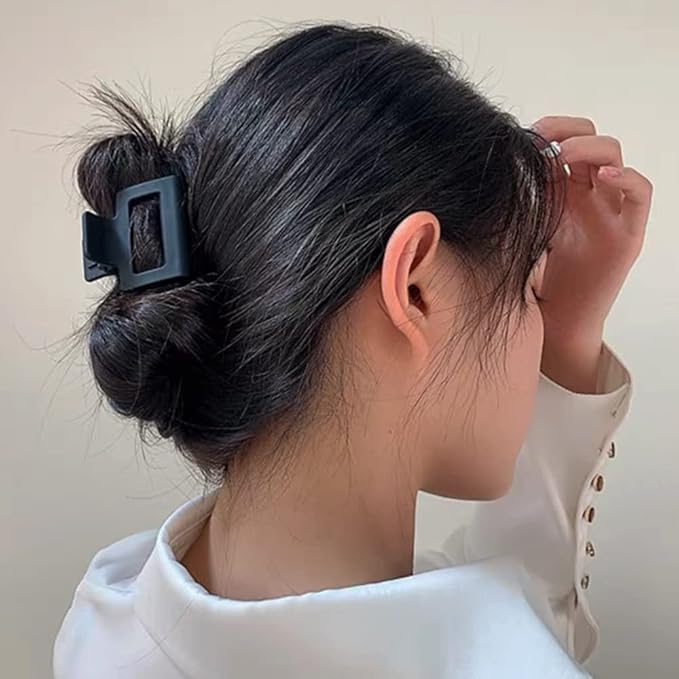 Ahoney 4 Pack Black Hair Clips - Matte Small Claw Clips for Thin and Thick Hair, Cute Hair Accessories for Women