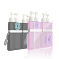 TechoEcho 4 in 1 Travel Toiletry Containers,TSA Approved Refillable Travel Size Toiletries Bottles Set with Suction Cup for Smooth Walls - for Shampoo,Conditioner,Body Wash,Lotion.(Pink)