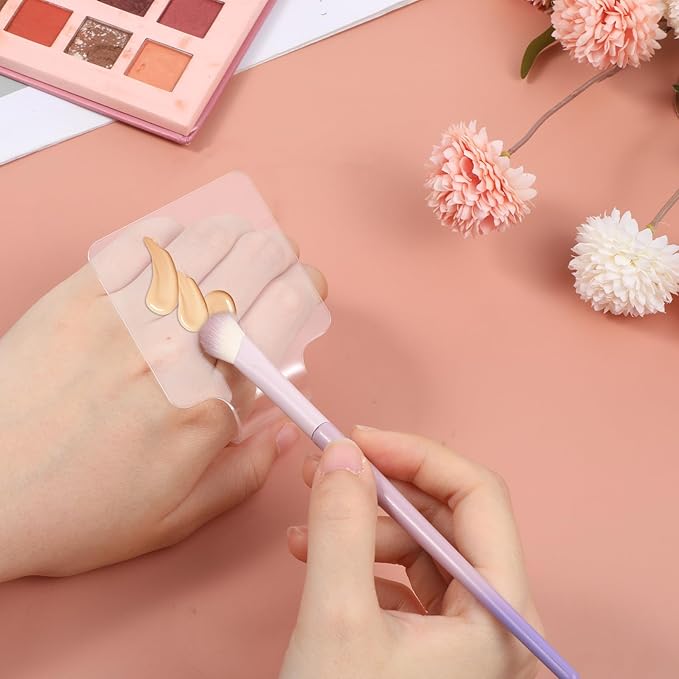 Handheld Makeup Mixing Palette, Acrylic Foundation Mixing Tray, Clear Nail Art Manicure Palette Eyeshadow Cosmetic Tray for Makeup Blending