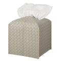 Tissue Box Cover PU Leather Tissue Holder Square Facial Tissue Case Facial Paper Organizer Dispenser for Bathroom, Vanity Countertop, Tabletop, Car, Evergreen