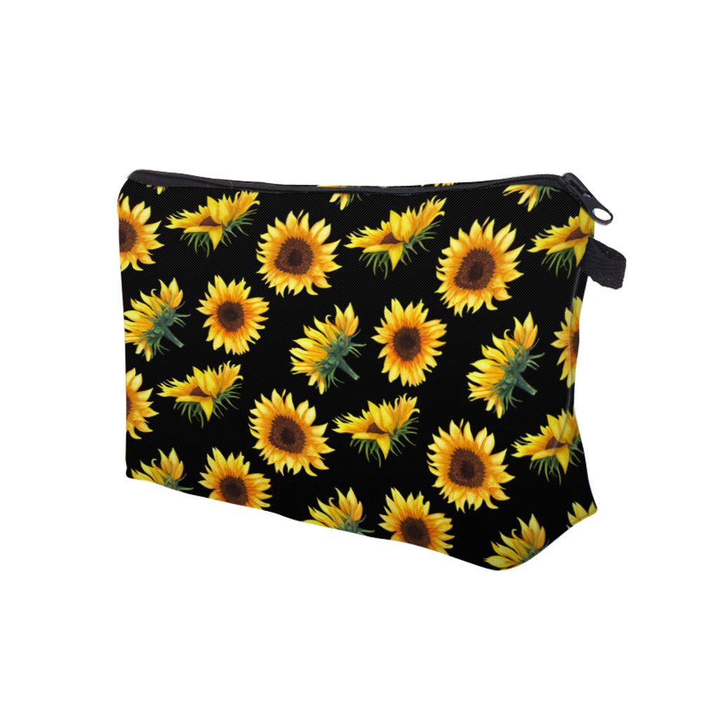 Deanfun Makeup Case Small, Cosmetic Zipper Bag Waterproof for Purse Mini, Women Cute Traveling Accessories Pouch for Ladies Thanksgiving Gifts(Sunflower D2-52355)