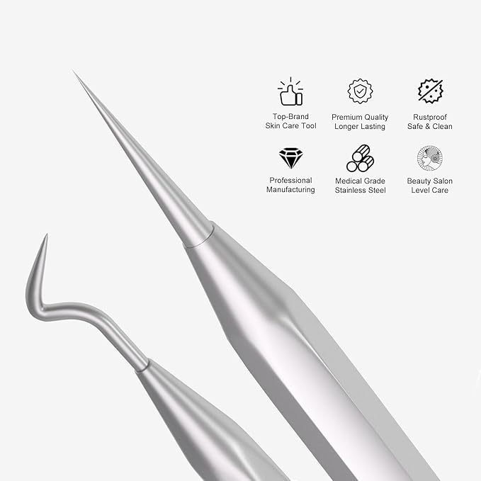 Cbiumpro 6 Pack Blackhead Remover Tools, Pimple Popper Tool Kit, Professional Blackhead Extractor for Zit, Acne, Whitehead, Comedone on Nose - with Case