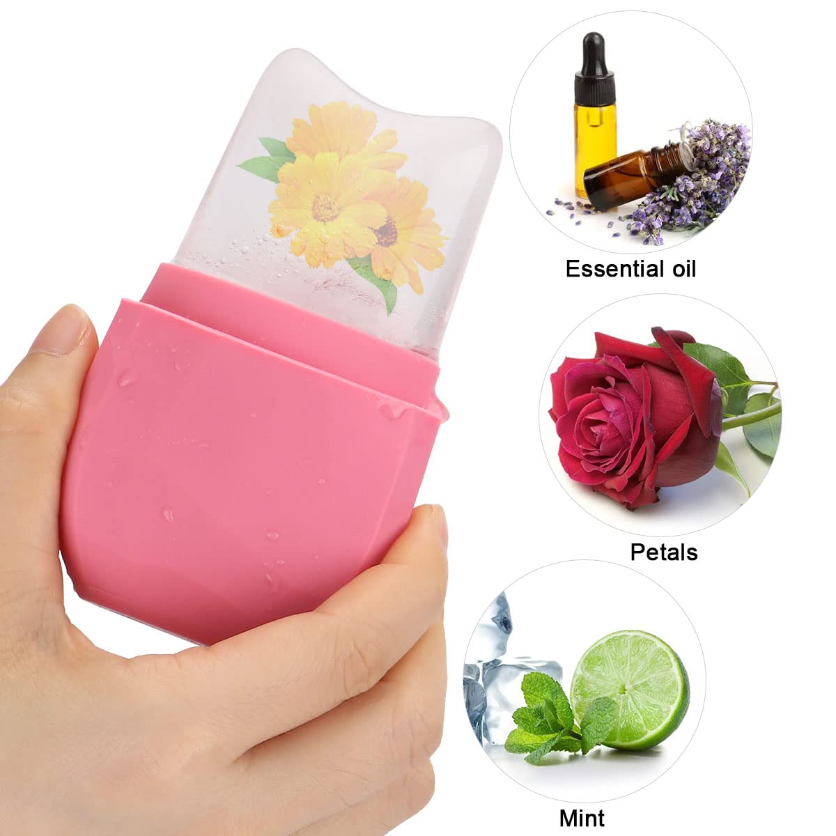 Ice Roller for Face and Eye, Upgraded Ice Face Roller Facial Beauty Ice Roller Skin Care Tools, Ice Facial Roller Gua Sha Face Massage, Silicone Ice Mould for Face Beauty Remove Fine Lines (Black)