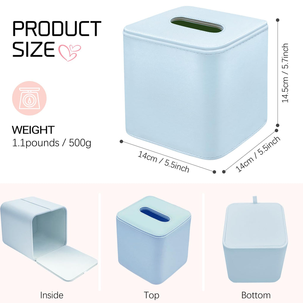 TNIIFXC Tissue Box Holder Square PU Leather Stylish Facial Tissue Box with Magnetic Closure Decorative Cube Tissue Box Cover for Bathroom Vanity Office