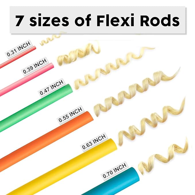 xnicx 42Pcs 7" Heatless Flexi Rods 2 IN 1 for Overnight Curls for All Hair