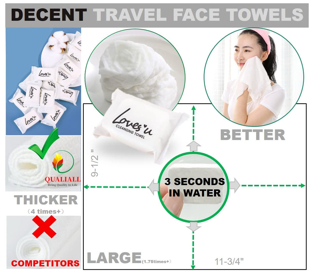 QUALIALL Compressed Washcloths Towels, Premium Disposable Wash Cloths for Travel Camping