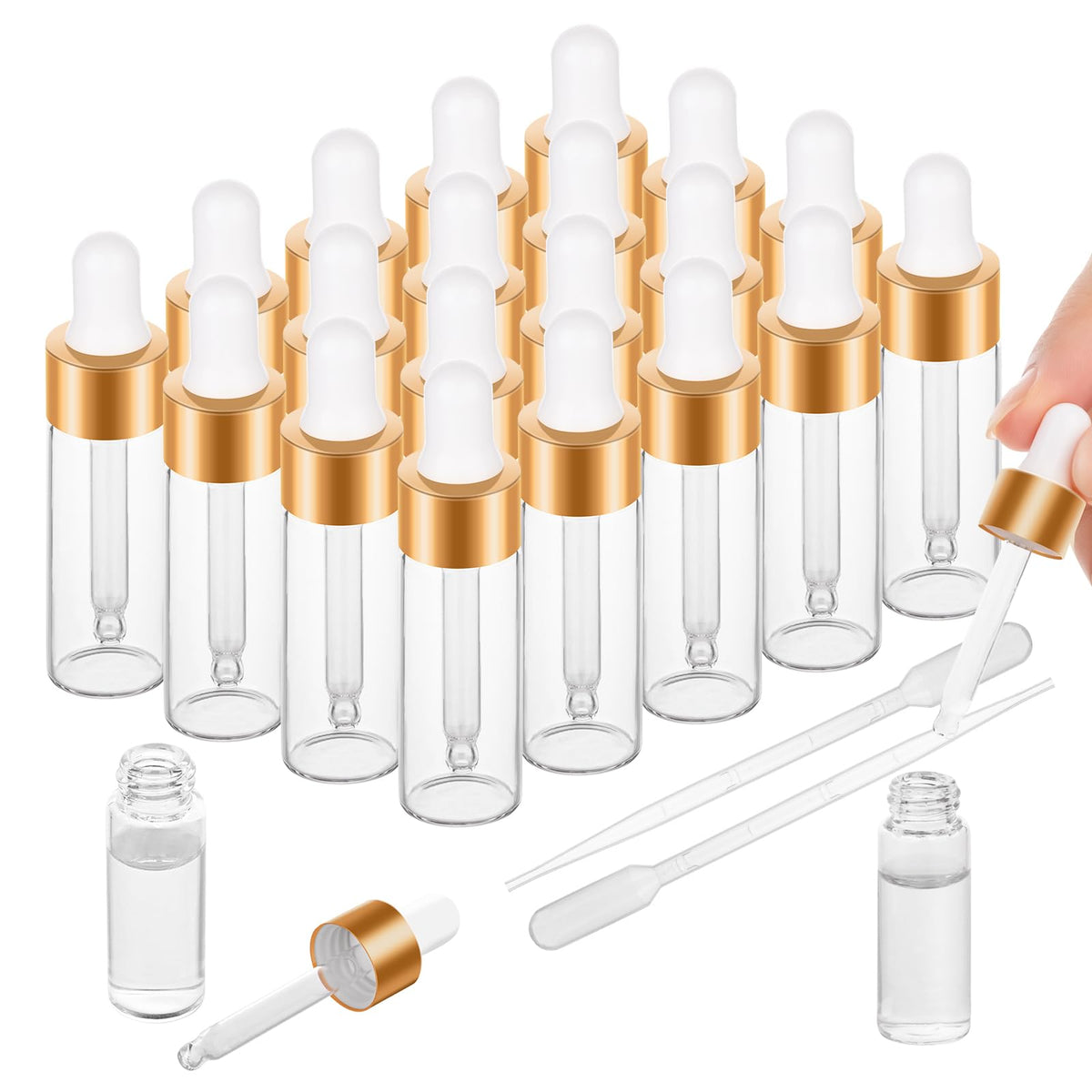 COTOM 100 Pack 10ml Mini Dropper Bottle for Cuticle Oil
